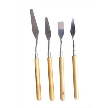 CEOART METAL SPATULA 4'LÜ SET (NATUREL AHŞAP SAP)