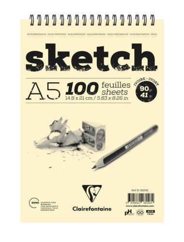 CLAIREFONTAINE SKETCH BLOK A5 ESQUISSE IVORY 90 GR 100YP