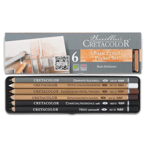 Cretacolor Basic Drawing Set Temel Çizim Kalemleri 6lı Metal Kutu