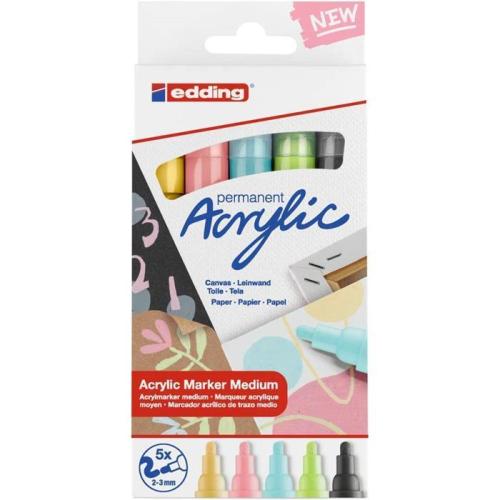 Edding Akrilik Marker Orta Uçlu 5li Set Pastel