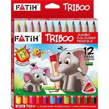 Fatih Jumbo Triboo Üçgen Natural Kuruboya 12 Renk Tam Boy