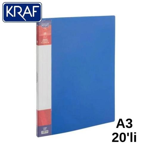 KRAF SUNUM DOSYASI A3 1120A3 20Lİ MAVİ