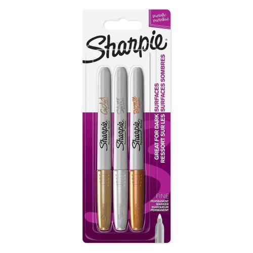 Sharpie Metalik Markör, Altın, Gümüş, Bronz ,3'lü Bls