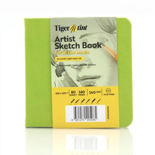 Tigertint Eskiz Defteri Sert Kapak 140gr. 12x12cm 80yp. Fıstık Yeşili 