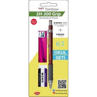 Tombow SH-300 Grip K.Kalem 0,7mm Okul Seti Bordo